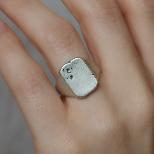 Distressed Signet Ring - Silver