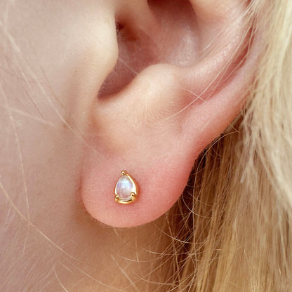 Pear Moonstone Studs