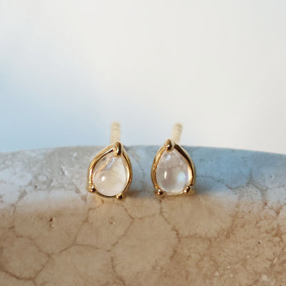 Pear Moonstone Studs