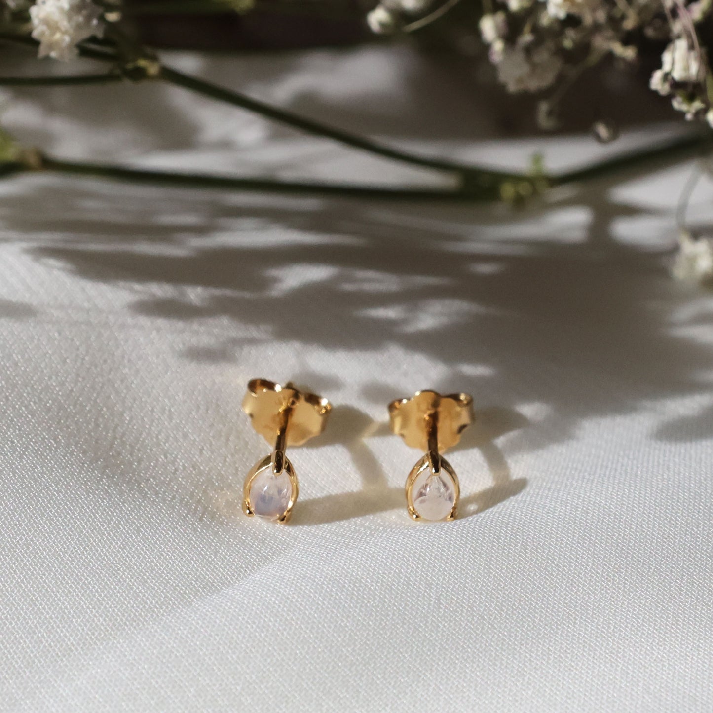 Pear Moonstone Studs