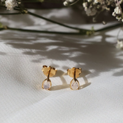 Pear Moonstone Studs