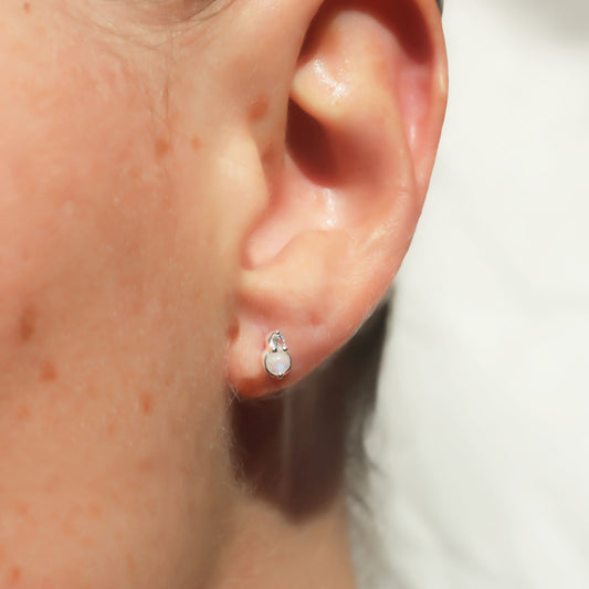 Moonstone and Sapphire Studs - Silver