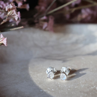 Pear Moonstone Studs