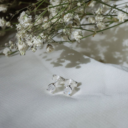 Pear Moonstone Studs