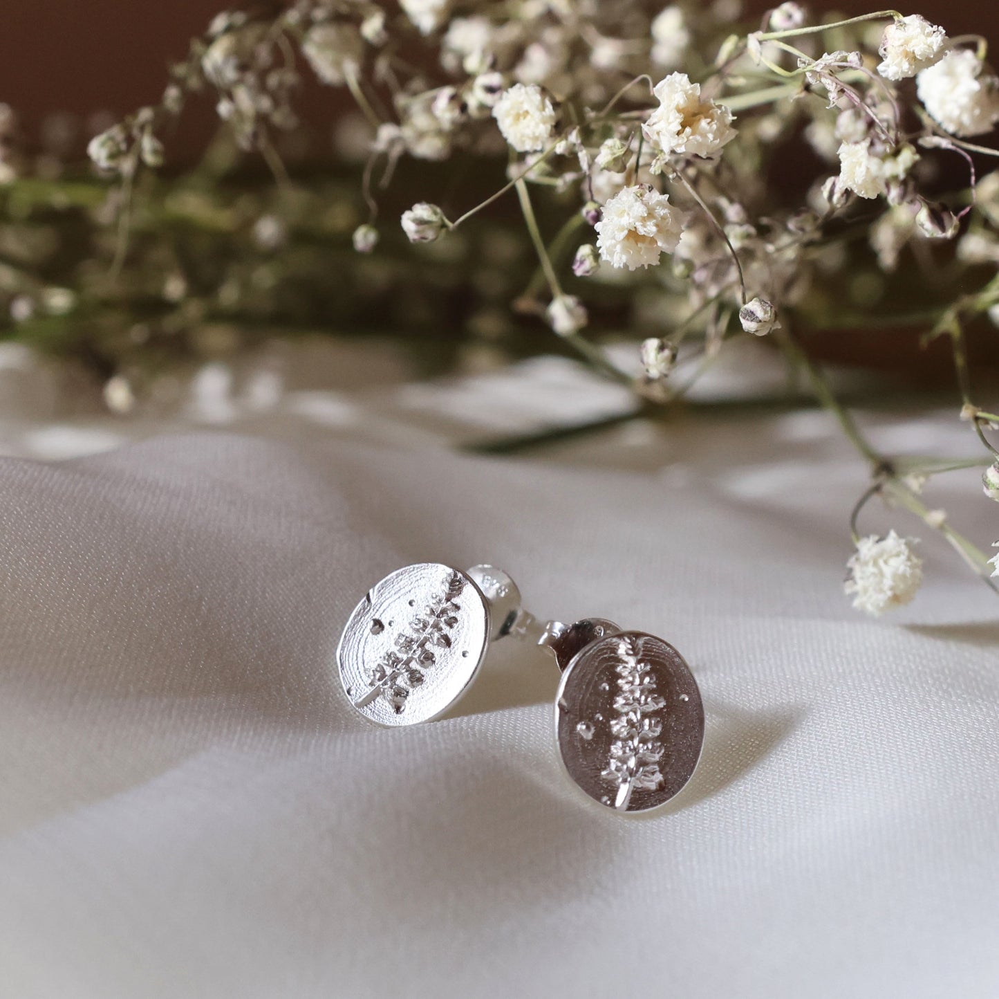 Lupine Coin Earrings - Silver